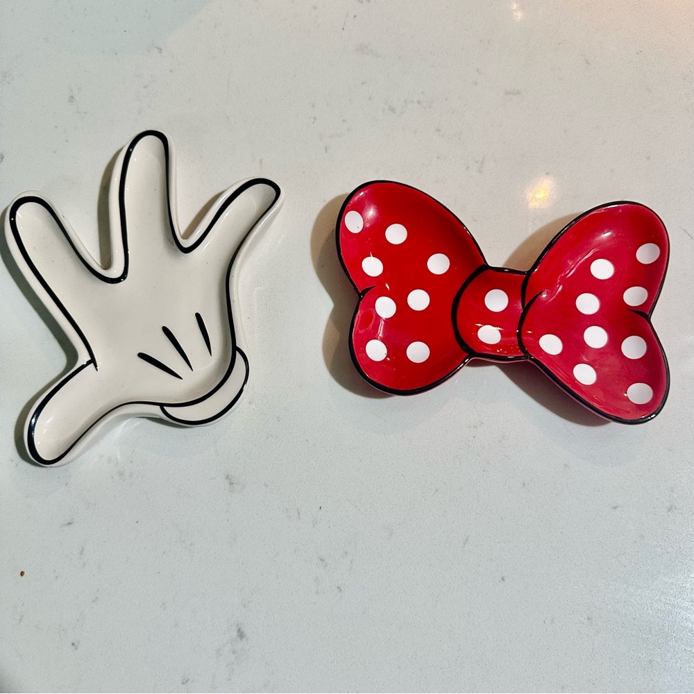 Disney Mickey & Minnie Trinket Trays Set of 2 Porcelain